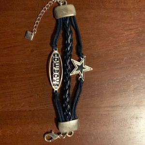 Dallas Cowboys leather with silver tone braclet